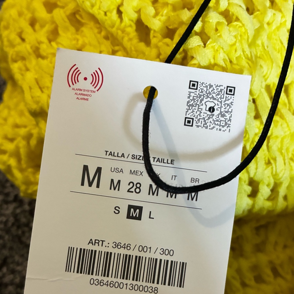 Zara NWT open knit mini dress yellow coverup 3646/001 - Picture 11 of 12